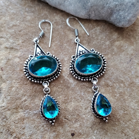 Jewelry - 💙 BLUE TOPAZ EARRINGS - brings joy, generosity, abundance and good health